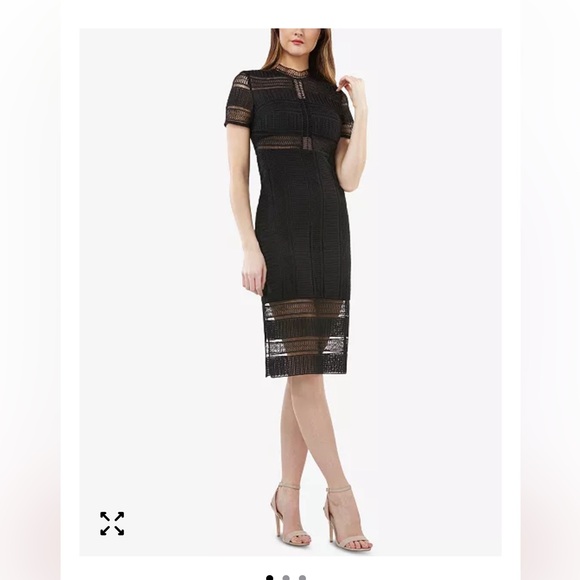 JS Collections Dresses & Skirts - JS COLLECTIONS Illusion Crocheted Sheath Dress Black